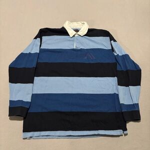 Mecca Rugby Polo Shirts Size Medium Blue Black Embroidery Y2K Fall Casual Preppy